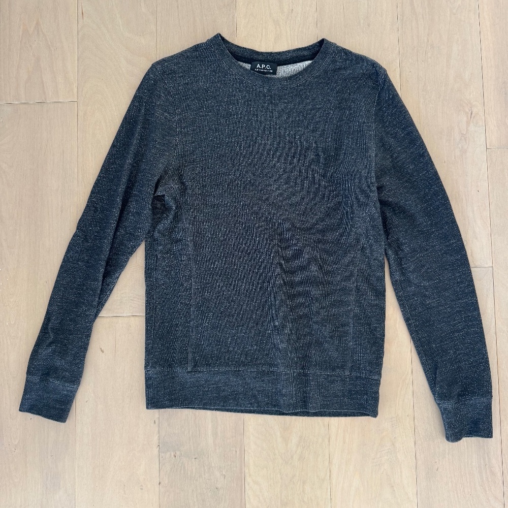 A.P.C. Rue Madame Paris Gray Crewneck Sweatshirt Size S